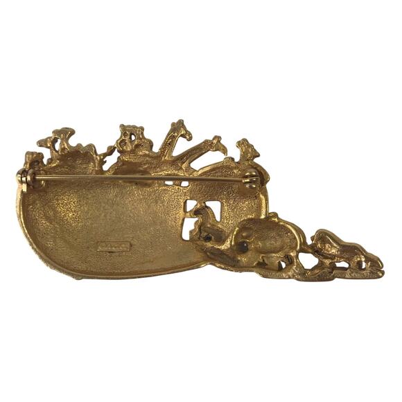 Noah's Ark Pin Brooch with Matching Bracelet Gold-Tone c.1980's A.J.C. Jewelry - Picture 5 of 8